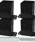 4x4 Wood Fence Post Base Brackets Beefy Built Heavy Duty Powder Coated 13 Gauge Steel Anchor Set With Screws and Concrete Anchors
