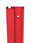 Premium Red Aluminum 600mm T Slot Miter Track With Scale For Precise Woodworking and DIY Projects showing the profile and slot detail.