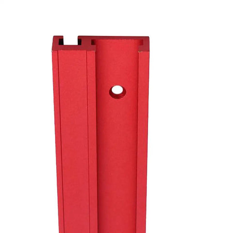 Premium Red Aluminum 600mm T Slot Miter Track With Scale For Precise Woodworking and DIY Projects showing the profile and slot detail.