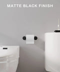 Matte Black Toilet Paper Holder With Double Post Pivoting Roll Arm For Wall Mount Heavy Duty Stainless Steel And Zinc Alloy