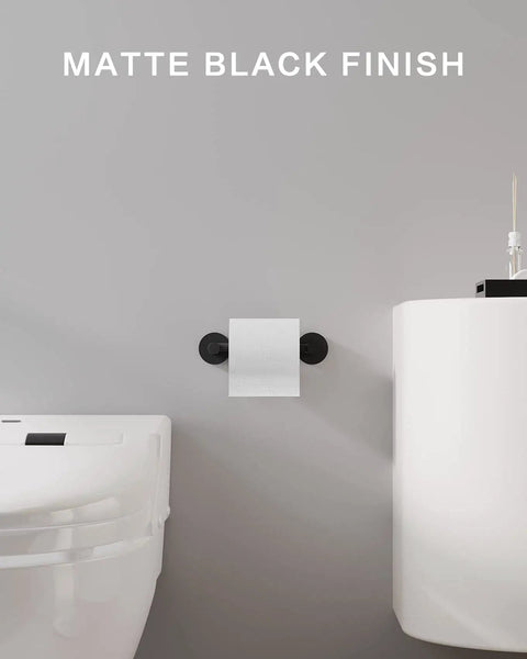 Matte Black Toilet Paper Holder With Double Post Pivoting Roll Arm For Wall Mount Heavy Duty Stainless Steel And Zinc Alloy