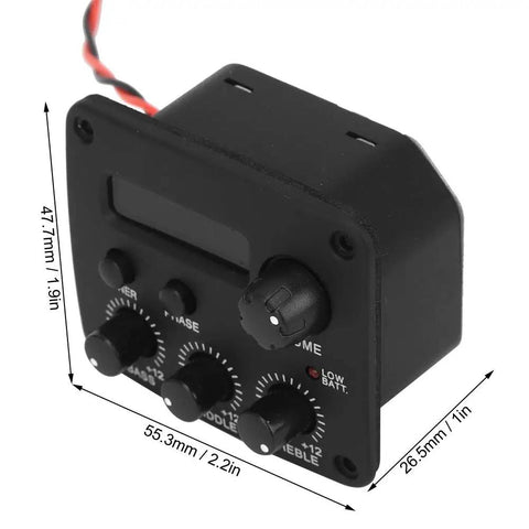 Three Band EQ Preamp Guitar Pickup System With LCD Display Piezo Pickup Volume Bass Middle Treble Knobs Easy To Use