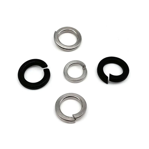 320 Piece M2 To M8 Stainless Steel Black Spring Split Lock Washers And Elastic Gasket Assortment Kit That Keeps Nuts And Bolts Tight On Vibration Heavy Duty Hardware Set With M2 Through M8 Sizes, black and silver split lock washers