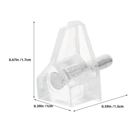 Clear Plastic Shelf Support Pin 3mm with Studs, 60 Pack, Easy Tool Free Install for Bookshelves and Cabinets, Dimensions Shown