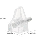 Close-up of transparent 3mm shelf pin with metal stud, part of 60 Piece Plastic Shelf Support Pegs With Metal Studs 3 Millimeter Shelf Pins For No Tool Easy Install