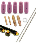 TIG Welding Accessory Kit For Regular Setup All-In-One With Collet And Collet Body Ceramic Cup Gasket Back Cap And Two Percent Thoriated Red Tungsten Electrodes For Torch 17 18 And 26 Series