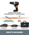 Power Share 20V Cordless Hammer Drill With Brushless Motor And Half Inch Chuck Beastly Build For Tough Jobs Nitro Performance