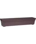Brown Countryside Flower Box Planter 36 Inch Big Ol Lightweight Fade Resistant Plastic Garden Container For Indoor Outdoor Use With Built In Feet And Removable Drainage Plugs Made In USA
