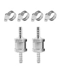 Built Tough One Way Check Valve Two Pack Quarter Inch Fuel Line Assembly Aluminum Alloy Body With Secure Clamps For Diesel Oil Water Running Smooth Universal Car Truck Auto Parts Bundle, two valves with clamps.