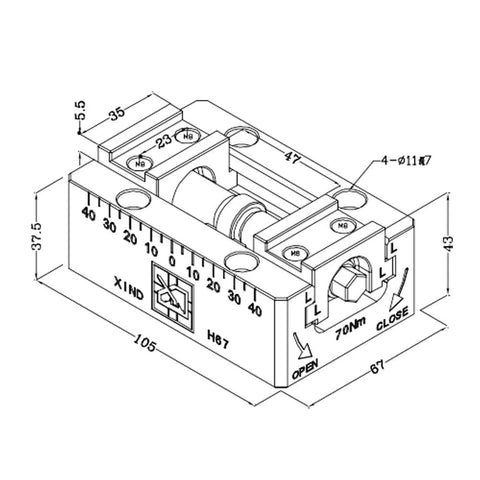 Heavy Duty Cnc Self Centering Vise Delivers Dead On Precision Milling Machine Tool Grip and No Sweat Quick Swap Jaw Setup For Irregular Shapes And Pro Shop Pcb Routing Tasks, detailed drawing of dimensions and features.