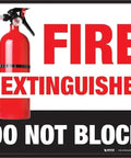 Heavy Duty Fire Extinguisher Floor Sign Do Not Block Warning For Commercial Spaces Permanent Peel And Stick Vinyl Decal 48 By 32 Inch safety graphic on floor