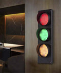 Remote Control Traffic Light Wall Lamp Triple Light 19 Inch Tall Industrial Retro Dope Sconce LED Bulbs Included Black Finish