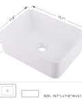 Vessel Sink With Faucet And Drain Combo 16x12 Inch Above Counter Porcelain Ceramic White Vanity Sink Rectangular Dope Sleek Modern Art Basin