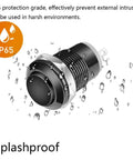 6 Pack 12mm Momentary Push Button Switches Raised Head Cable Aluminum Alloy 1NO Waterproof IP65 12V 24V 36V 110V 250V No LED Black Shell for DIY Projects, Arcade Cabinets and Electronics, black IP65 splashproof switch