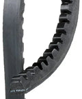 XL High Capacity Automotive V Belt, rough texture, black fiber-reinforced rubber construction, looped shape for drive systems.