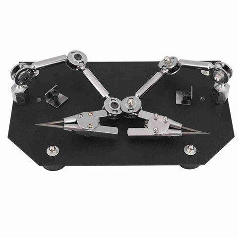 Heavy Duty Auxiliary Jewelry Welding Work Clip With Angle Adjustable Third Hand for Soldering Maintenance and Modeling Tasks In Workshop, showing precise gripping tools.