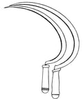 Line art of two sickles with handles, featured in Sickles Poster Print 18x24 Inches Wall Decor Farmhouse Rustic Country Living Room Kitchen Garden Art.