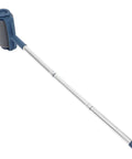 Pro Grade Paint Roller Kit With Adjustable Telescopic Handle For Effortless Ceiling And Wall Coating That Makes DIY Renovation A Real Breeze Without Drips Or Streaks showing telescoping metal handle and dark blue roller.
