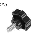 Hefty Two Piece Star Knobs Featuring Snappy Black Plastic Six Star Heads And Nasty Strong 304 Stainless M10 Threads for quick hand twists.