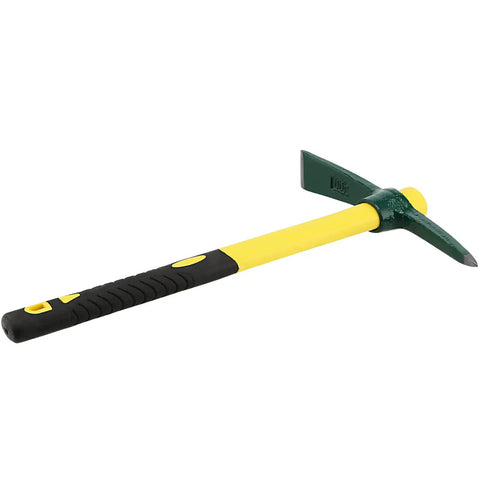 Two Pack 15 Inch Pick Mattock Hoe Set With Forged Steel Head And Fiberglass Handle For Weeding Loosening Soil Gardening And Camping