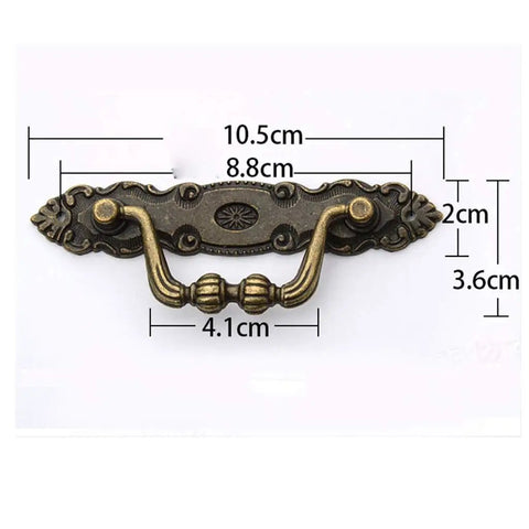 Antique Bronze Cabinet Handle Set For Drawers And Doors Vintage Zinc Alloy Pull Knob with dimensions shown