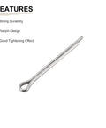 Heavy Duty 3mm By 35mm Cotter Clip Pins 60 Pack For Machinery, 304 Stainless Steel Hairpin Fasteners, single pin close-up