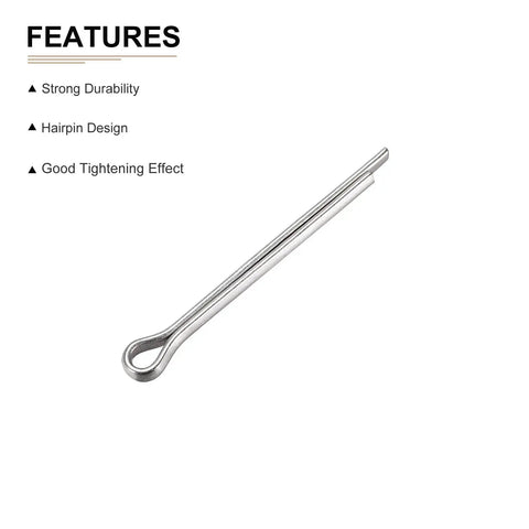 Heavy Duty 3mm By 35mm Cotter Clip Pins 60 Pack For Machinery, 304 Stainless Steel Hairpin Fasteners, single pin close-up