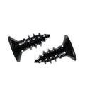 Premium Black Stainless Steel Wood Screws Featuring Flat Phillips Heads Rust Resistant Finish Smooth Driving Action Ideal For Plywood And Softwoods 100 Pack Size 4 By Half Inch, two screws showing details