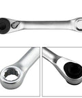 AugustknowU 1/4 Inch Double Ended Ratchet Wrench With 72 Tooth Gear For Ultra Tight Spots, Perfect Mini Hex Key Set Access And Heavy Duty Mechanics Tool Kit In Sleek Silver Finish, chrome vanadium steel