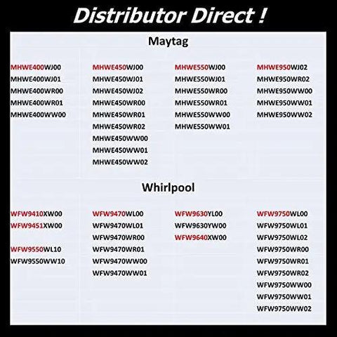 Image of compatibility chart showing Maytag and Whirlpool model numbers for Heavy Duty High Speed Washer Tub Bearing And Seal Rebuild Kit Fits W10290562 W10772619.