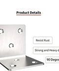 Thickened Stainless Steel L Shaped Corner Brackets Built Tough For Furniture Assembly Heavy Duty Shelf Mount Hardware Rust Proof Do It Yourself Reinforcement Nuts And Bolts Essential Cant Beat That Grip Rock Solid Shelf Bracket Kits showing 90-degree angle with multiple holes.