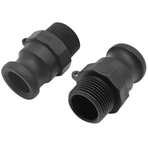 Two Pack F100 1 Inch NPT Camlock Coupling Kit Polypropylene Cam Lock Fittings External Camlock With External Threads Quick Disconnect