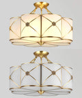 Elegant Brass Flower Semi Flush Ceiling Light With 4 Lights, Dope Contemporary Glass LED Ceiling Lamp, Modern Pendant for Rooms