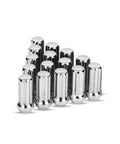 Set of 15 7 Spline Wheel Drive Lug Nuts 14x1.5 Closed End 51mm Long Chrome Finish shown in a triangular layout