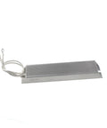 Side view of finned aluminum-case power resistor, 150W 10Ω with ring-terminal leads