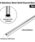 Side view of 6 pcs 1/4 in OD 304 stainless steel seamless tubes, 12 in long, 1 mm wall