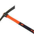 Heavy Duty Miniature Pick Mattock With Fiberglass Handle Garden Tool with orange and black grip for digging and landscaping.