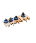 Handy Wood Glue Applicator Tips Featuring Durable Silicone Nozzles And Secure Plastic Collars For Super Smooth Box Joint Assembly, 4 nozzles on wood.