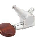 Top Tier Locking Tuning Pegs For Acoustic Electric Guitar In Silver With Rustproof Sealed Machine Heads And Screws Bushings For Fast Accurate Pitch Control That Will Totally Upgrade Your String Game Today. silver locking guitar tuning peg with brown button