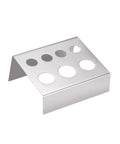 Pro Grade Stainless Steel Tattoo Ink Cup Holder Stand with 7 holes, silver durable metal design, side view.