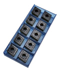 CNMG carbide turning inserts in a blue plastic organizer tray, 10 pcs