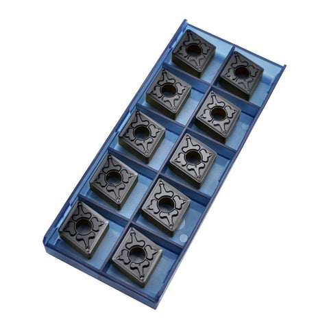 CNMG carbide turning inserts in a blue plastic organizer tray, 10 pcs