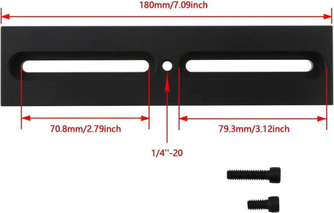 Dovetail Plate For Astro Cameras With 1/4-Inch-20 Photo Thread And GP Saddle Compatibility, 180mm Length, Two Slotted Holes, Screws
