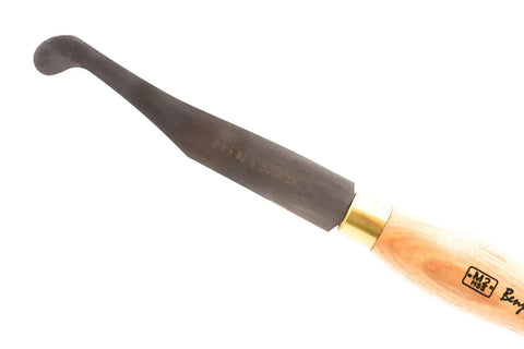 Pro Grade Three Quarter Inch Hook Nose Scraper Woodturning Chisel with M2 steel and brass ferrule for smooth finishing.