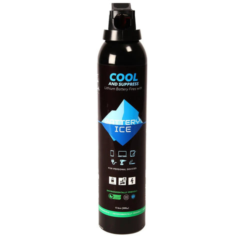 Lithium-Ion Fire Suppressant Aerosol With Patented AVD Technology For Home Garage And Office in compact black spray can