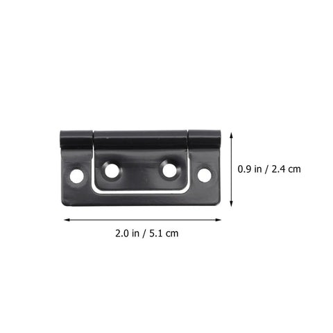 Tough As Nails Concealed Rotating Door Hinges 12 Pack In Black For Cabinets And Home Use, iron hinge dimensions labeled.