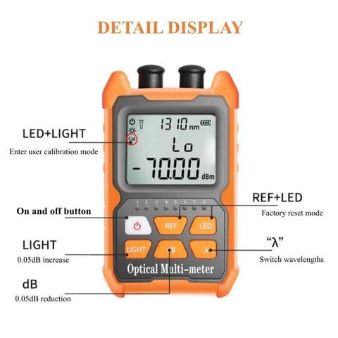 Go To Handheld Optical Fiber Power Meter And Fiber Optic Cable Tester For FC SC ST Universal Interfaces with backlit display