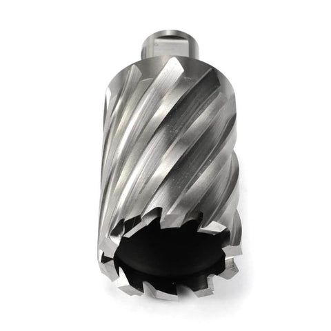 Oscarbide annular cutter with Weldon shank, steel, 1-5/8 in cutting diameter (front view)