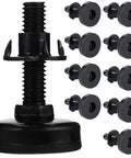 Rock Solid Adjustable Sofa Feet And Furniture Levelers Heavy Duty Leg Supports For Couches And Tables Ditch The Wobbly Floor Setup Built Tough For Daily Grind 10 Pack black adjustable sofa levelers with ten feet and stabilizers.