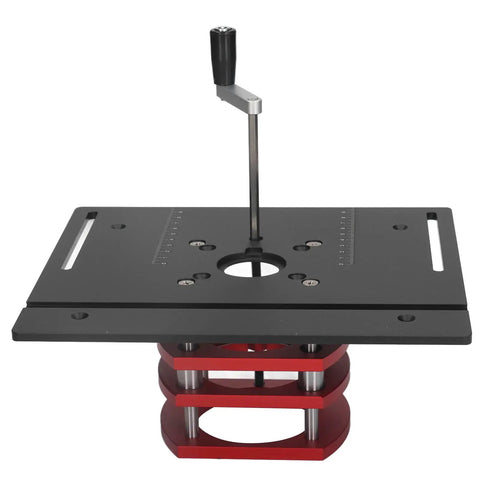 Straight Shooter Router Table Lift System With Firm Fix Grip For Universal Router Bases 64 To 66 Mm DIY Woodworking height adjustment fixture, black, heavy duty